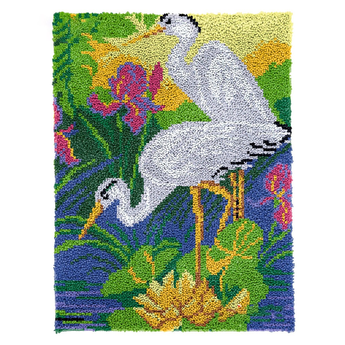 Latch Hook Kit - Rug Making Kit White Cranes 61x81cm