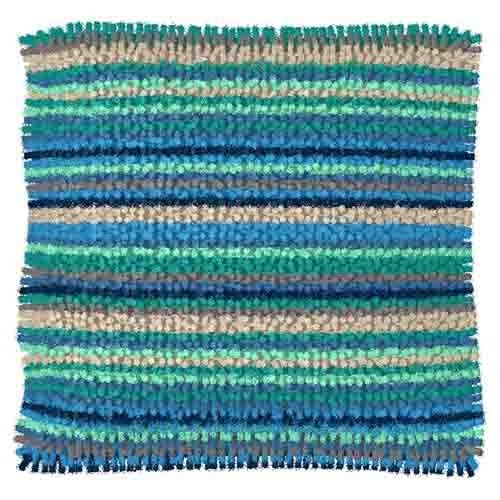 Latch Hook Pillow Making Kit - Aqua Ocean Stripes Latch Hook Pillow Kit