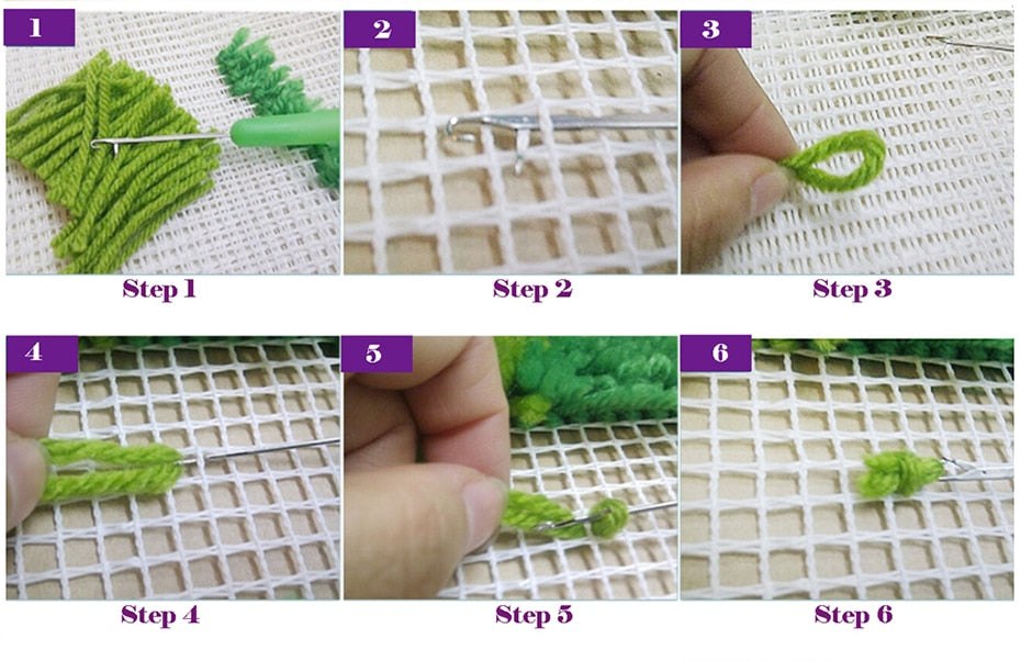 Latch Hook Pillow Making Kit - Purple Flower Swirl Latch Hook Pillow Kit