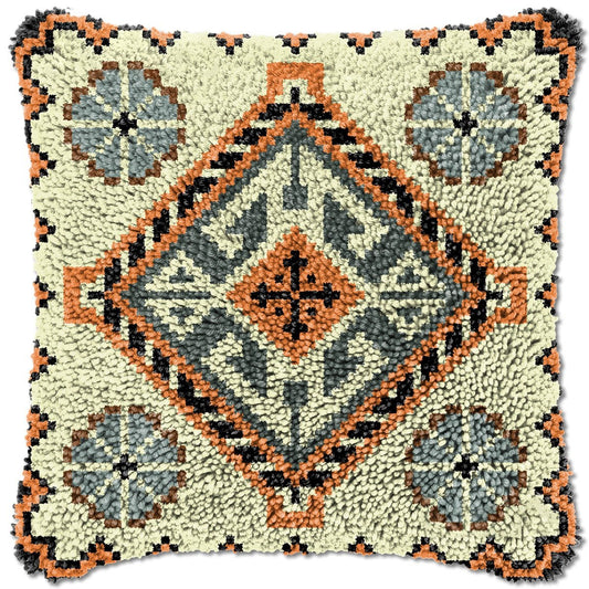 Latch Hook Pillow Making Kit - Rosette Mandala Pattern