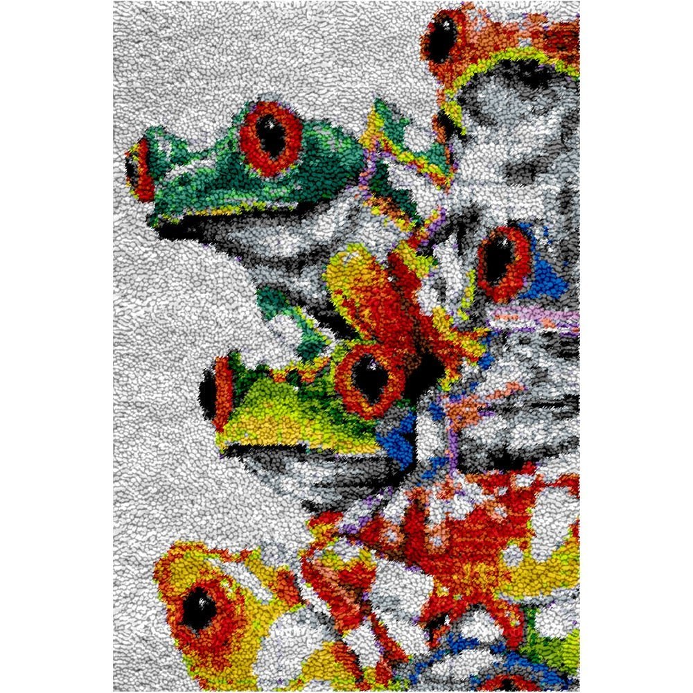 Latch Hook Rug Making Kit - Fun Frogs 102x69cm – Craft Outlet