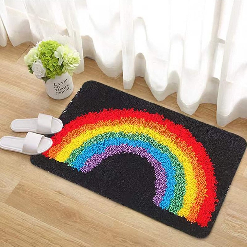 Latch Hook Kits For Kids And Family,2 Pack Rainbow Rug Sewing Set