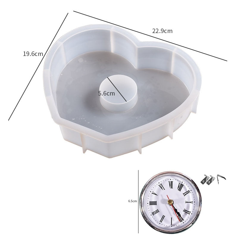 Love Heart Clock Epoxy Resin Silicone Mould Kits Resin Mould