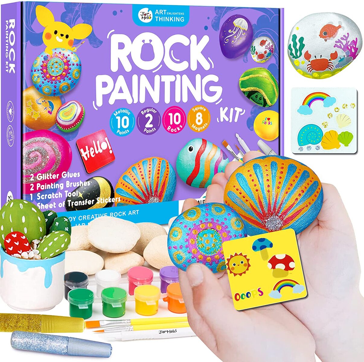ROCK PAINTING METALLIC PAINTS GLITTER GLUES CRAFT KIT
