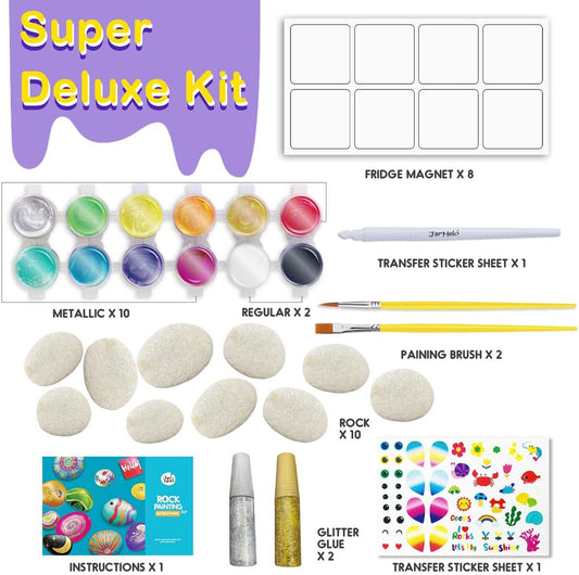 ROCK PAINTING METALLIC PAINTS GLITTER GLUES CRAFT KIT
