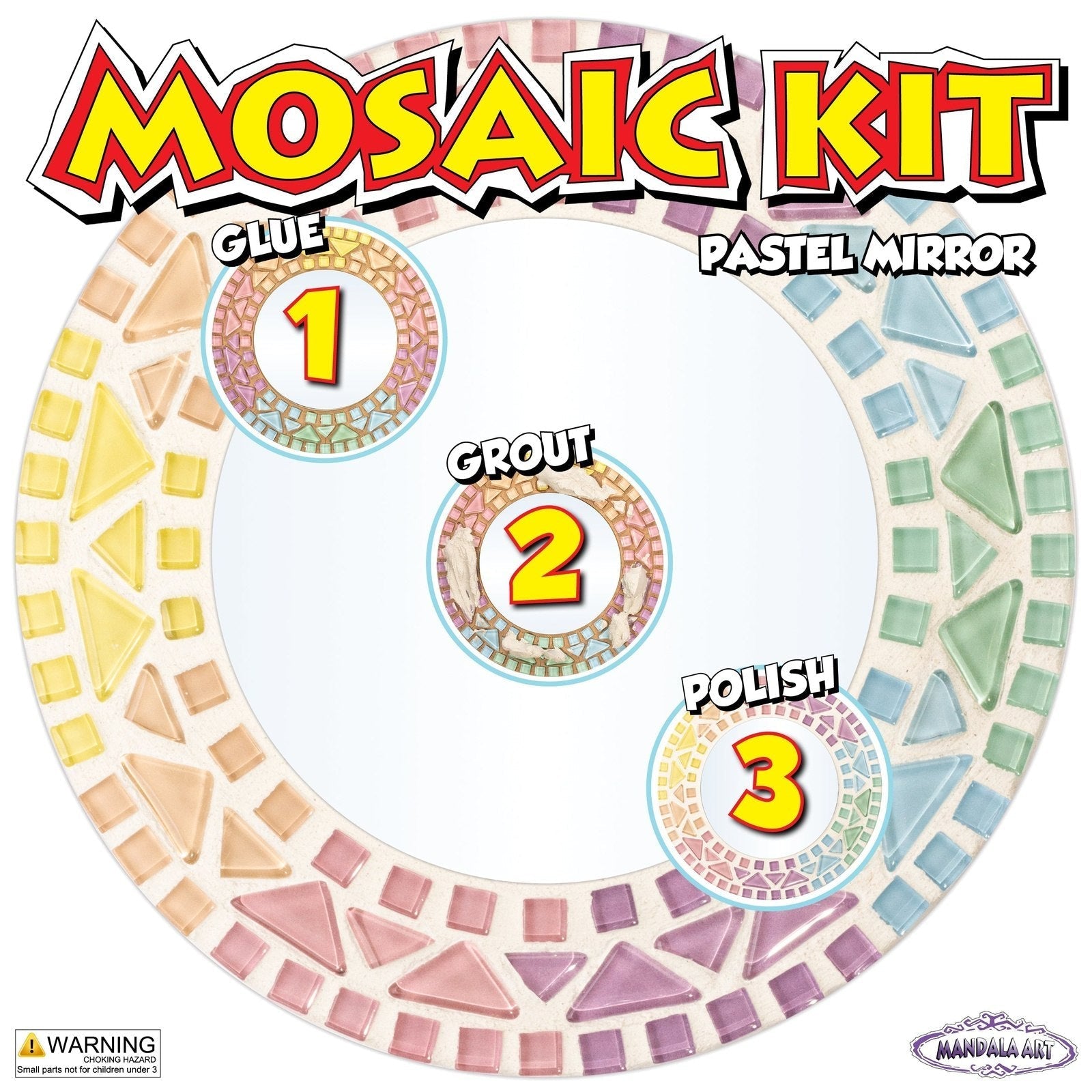 Mosaic Round Mirror Kit By Mandala Art - Pastel Mosaic Kit
