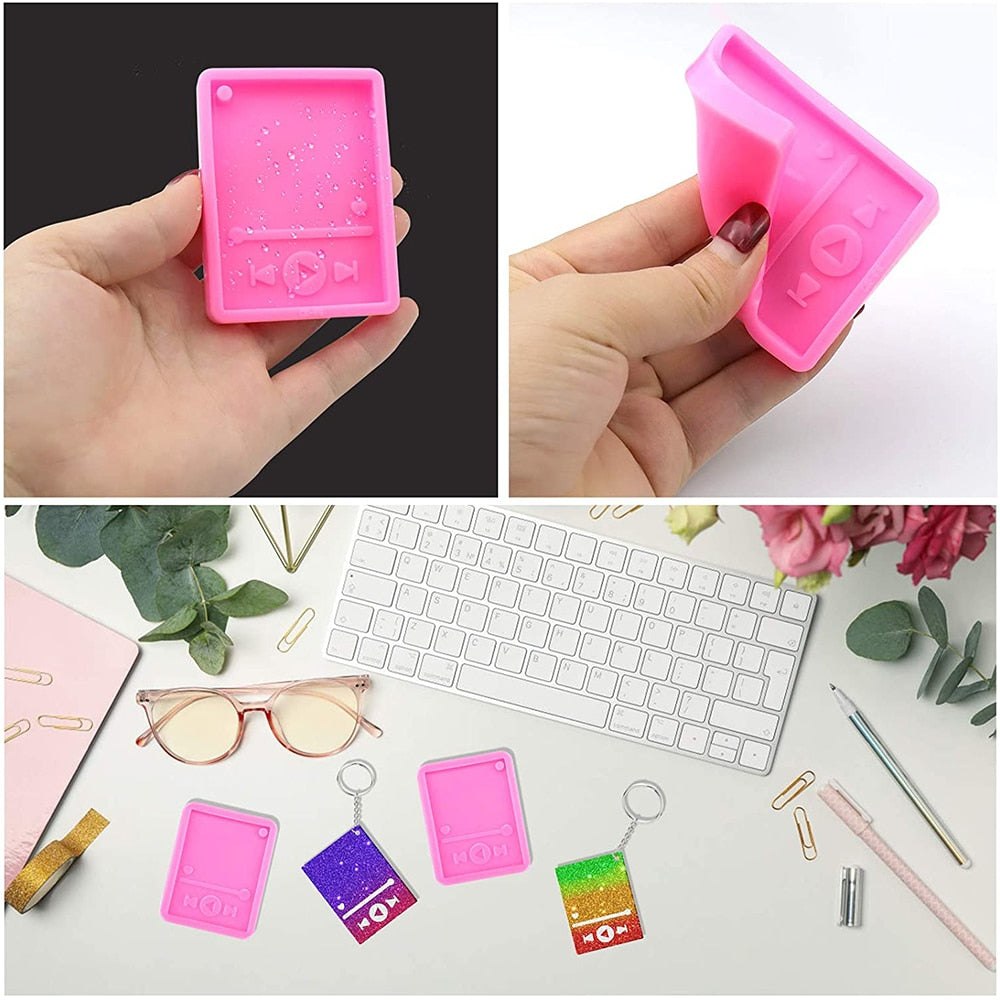 Music Media Player Key Ring Silicone Mould Kit Resin Moulds