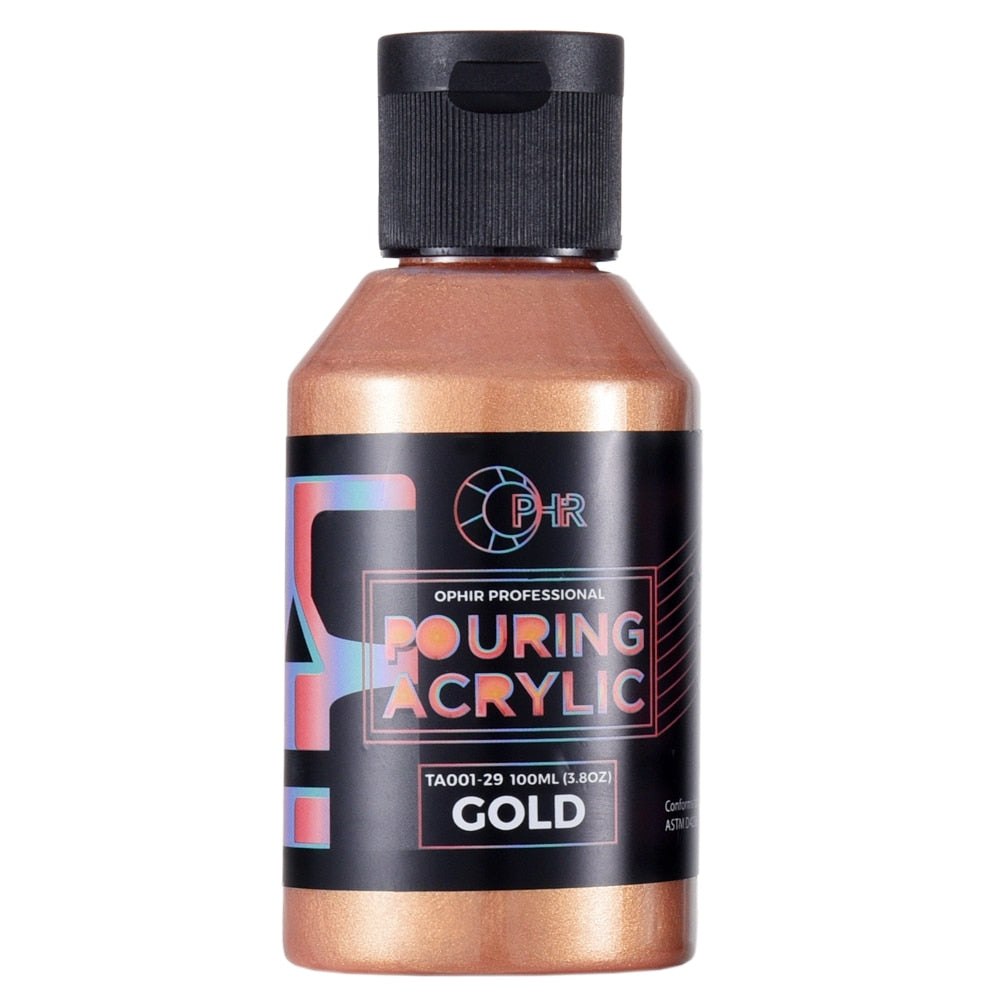 OPHIR 100ml Pre Mixed Metallic Acrylic Pouring Paint Starter Pack