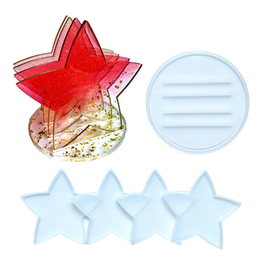 Resin Star Coaster Silcone Mould 5pcs Set