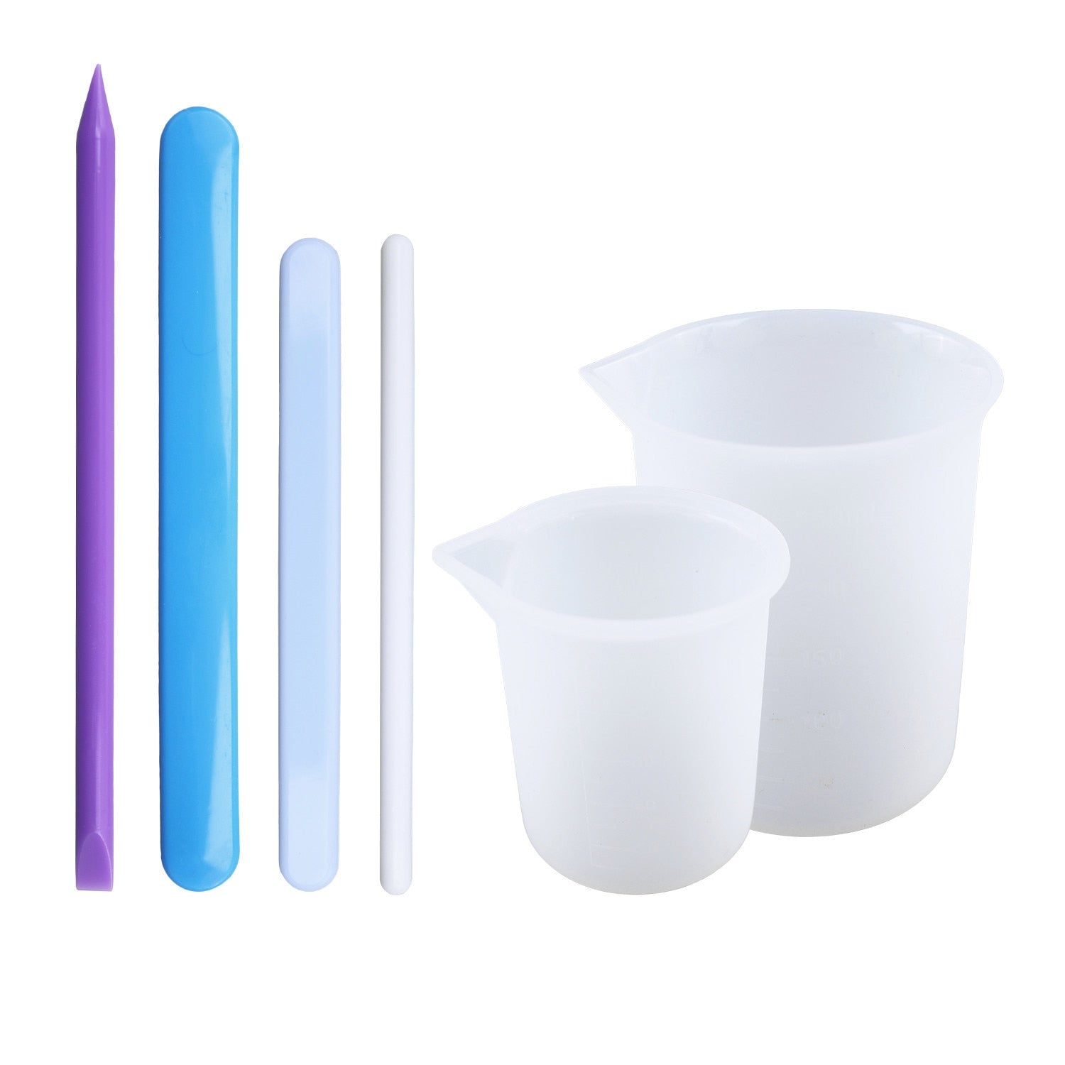 Resin Measuring Cups Tool Kit Non-Stick Silicone Bowls for Epoxy Resin  Reusable Silicone Mixing Cup with Stir Sticks 