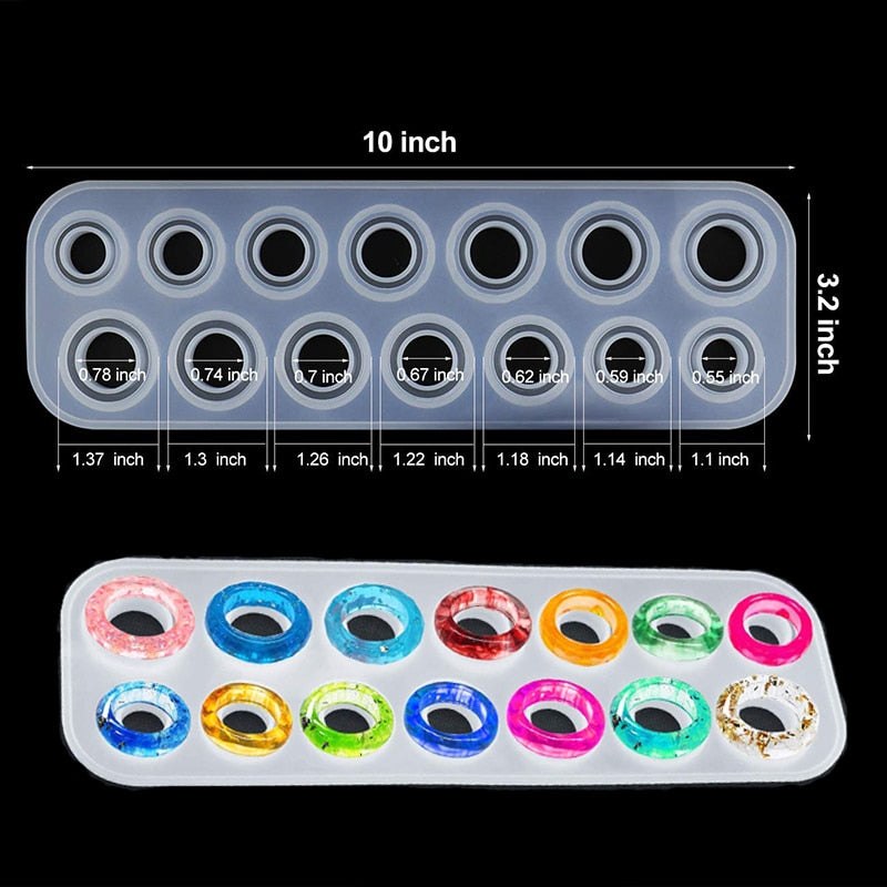 Ring Silicone Mould Assorted 14 Sizes Resin Moulds