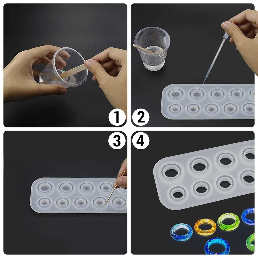Ring Silicone Mould Assorted 14 Sizes Resin Moulds