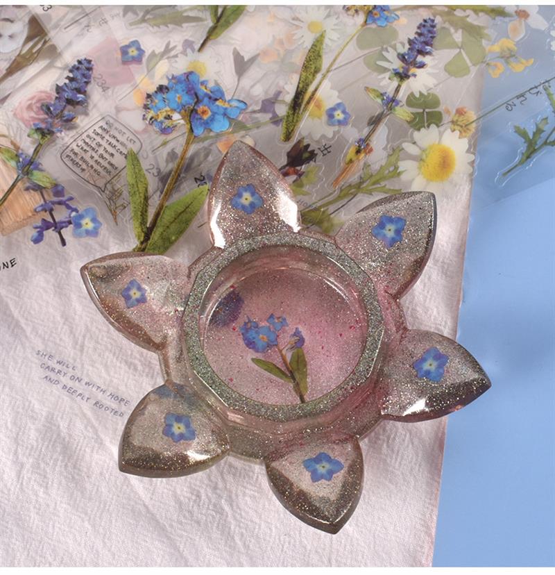 Transparent Flowers Stickers Epoxy Resin Filling