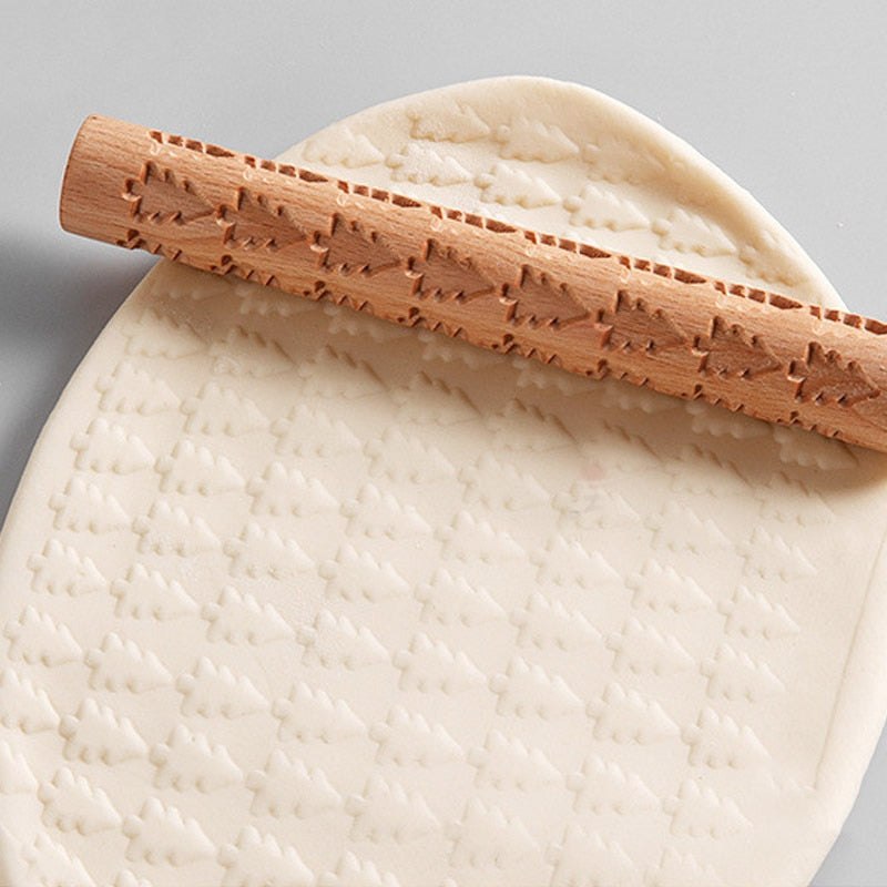 Wooden Texture Rolling Pin Ceramic Pottery Art Embossed DIY Clay Craft Tool