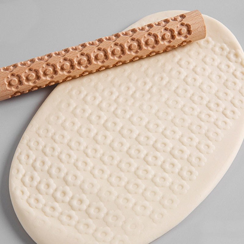Wooden Texture Rolling Pin Ceramic Pottery Art Embossed DIY Clay Craft Tool