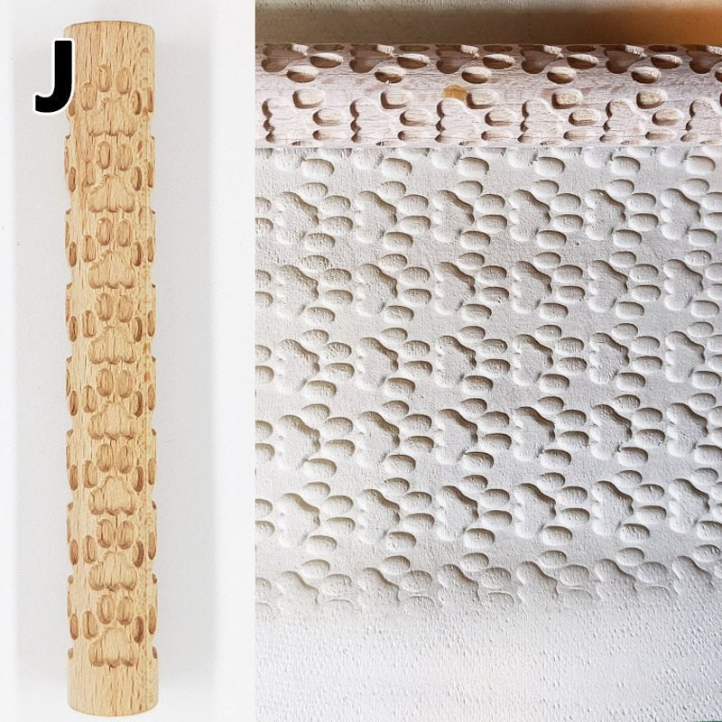 Wooden Texture Rolling Pin Ceramic Pottery Art Embossed DIY Clay Craft Tool