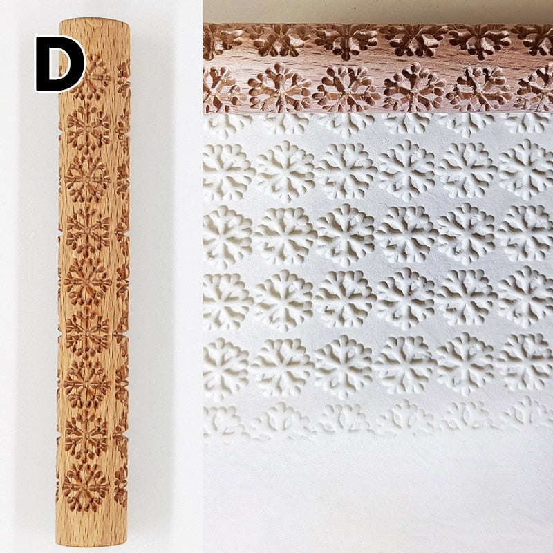 Wooden Texture Rolling Pin Ceramic Pottery Art Embossed DIY Clay Craft Tool