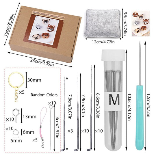 Wool Felting Kit - Animal Head Keyrings