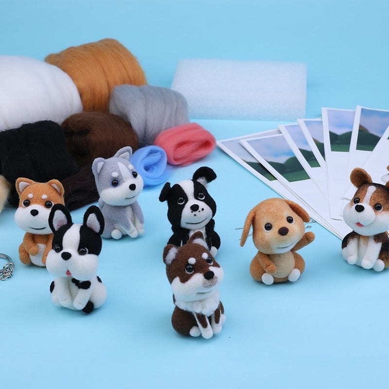 Wool Felting Starter Kit - Dog Key Rings