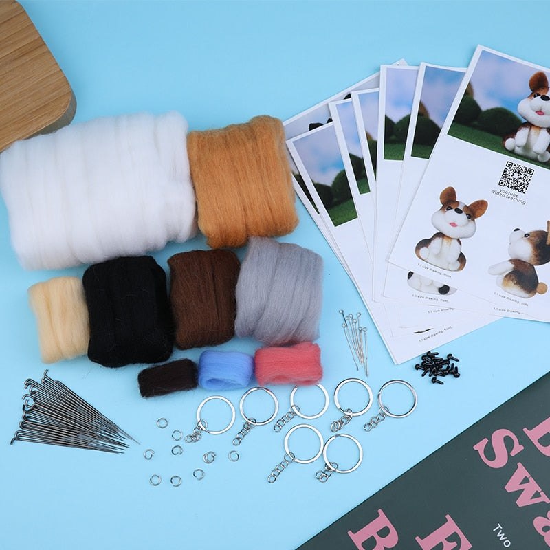 Wool Felting Starter Kit - Dog Key Rings