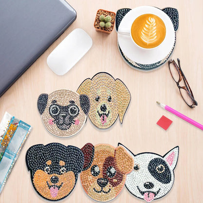 10pc Diamond Painting Coasters Kits With Holder - Puppies