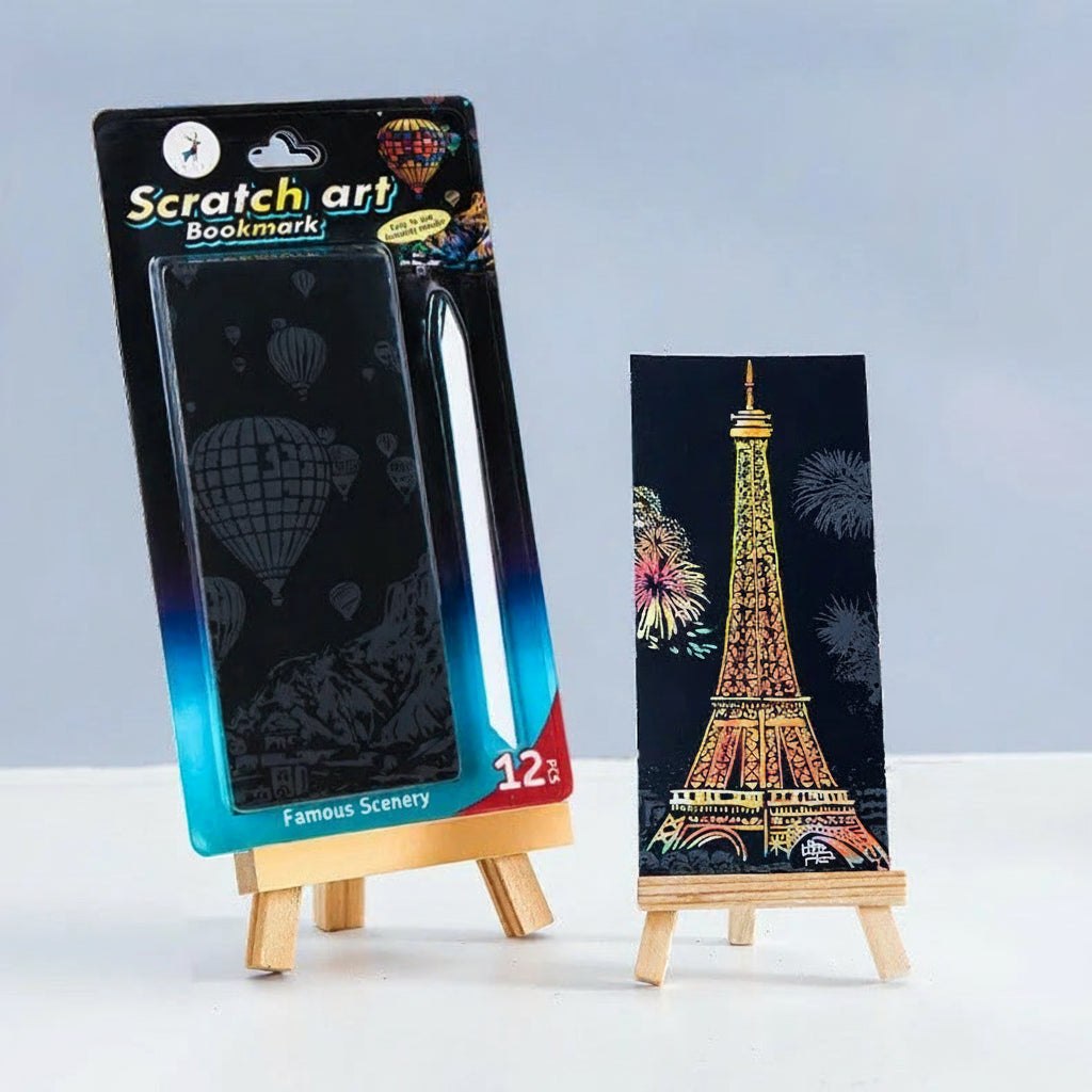 12pc DIY Scratch Painting Bookmark Kit