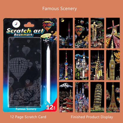 12pc DIY Scratch Painting Bookmark Kit