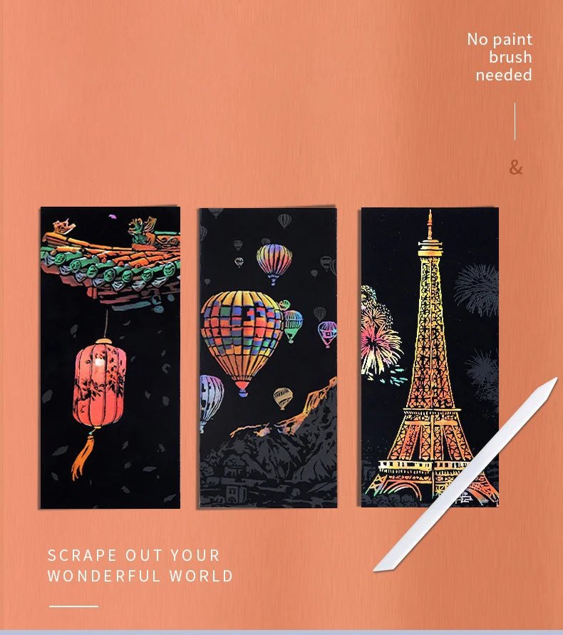 12pc DIY Scratch Painting Bookmark Kit