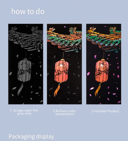 12pc DIY Scratch Painting Bookmark Kit