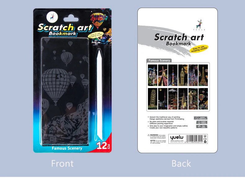12pc DIY Scratch Painting Bookmark Kit