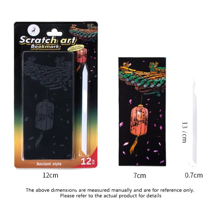 12pc DIY Scratch Painting Bookmark Kit
