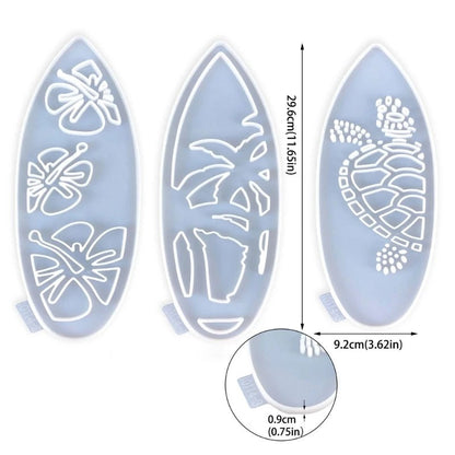 29cm Surfboard Shaped Epoxy Resin Silicone Mould Set of 3