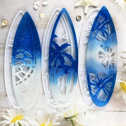 29cm Surfboard Shaped Epoxy Resin Silicone Mould Set of 3