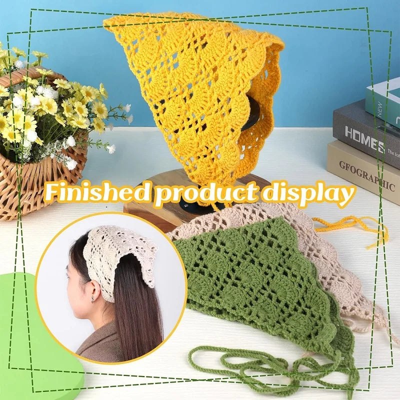 3pc Beginner Crochet Boho Bandana Starter Kit