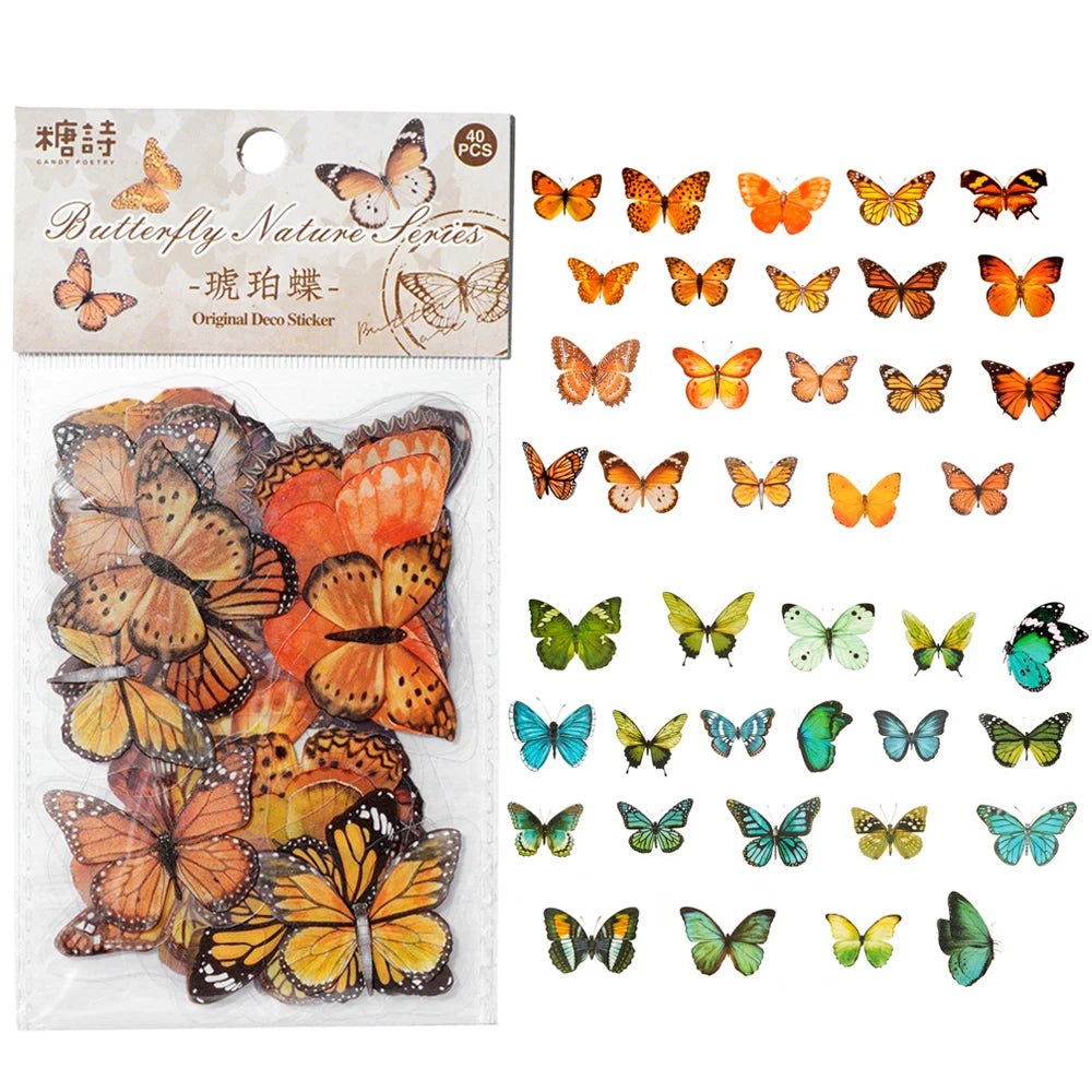 40pcs PVC Translucent Resin Mix Ins - Butterflies and Plants