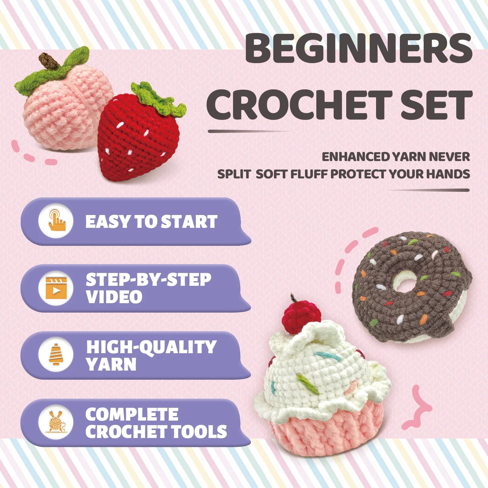 4PC Sweet Treats Crochet Kit