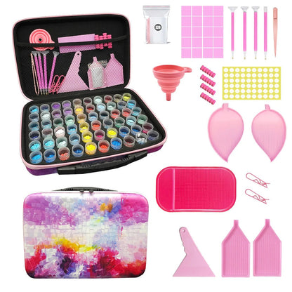 60Pcs Diamond Painting Tool Kit with Pink Carry Case