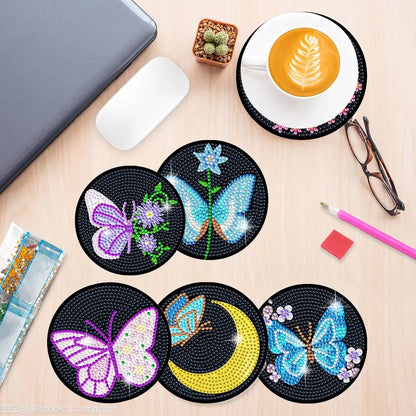 6pc Diamond Painting Coasters Kits With Holder - Butterflies