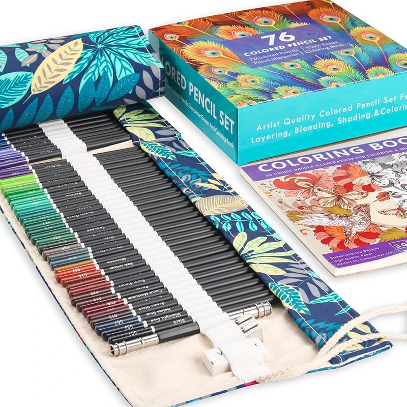 72Pcs Coloured Pencil Premium Artist Set with BONUS Colouring Book