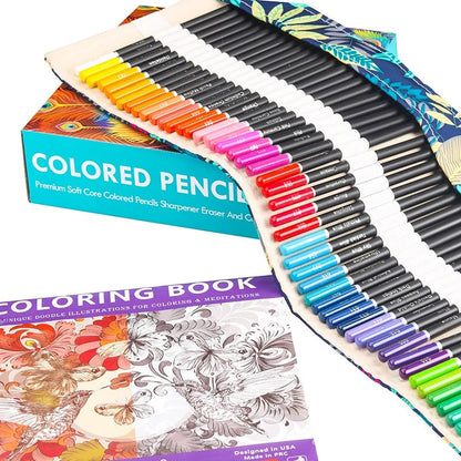 72Pcs Coloured Pencil Premium Artist Set with BONUS Colouring Book