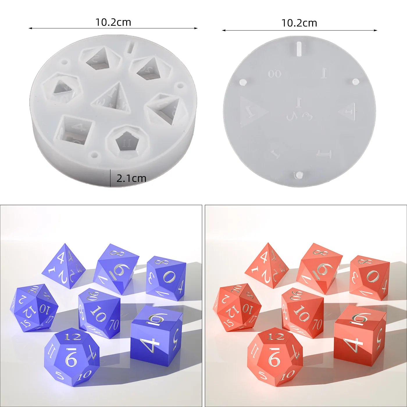 7Pcs Resin Dice Silicone Mould Set