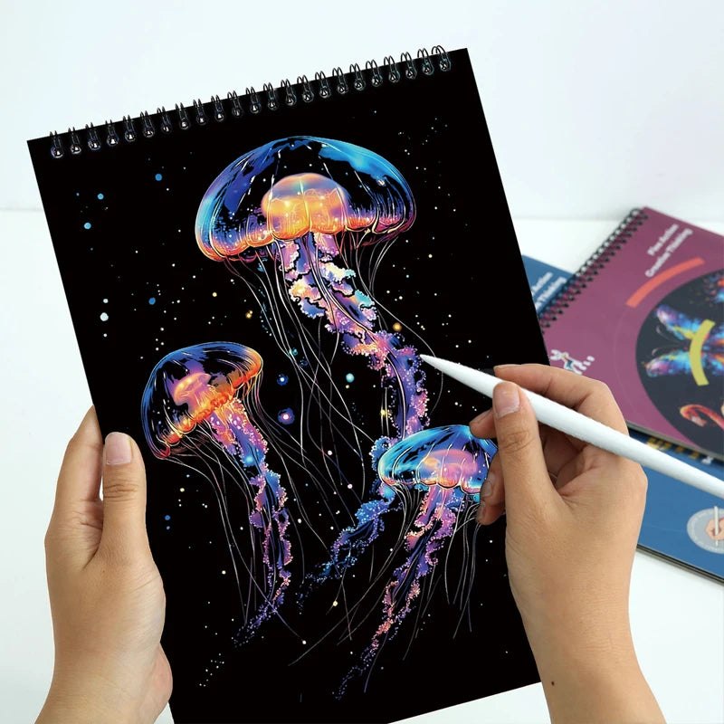 A4 Scratch Art Painting Book 10 Pages - Dreamy Ocean or Wild Animals