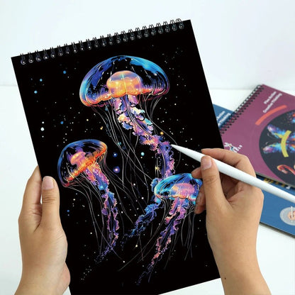 A4 Scratch Art Painting Book 10 Pages - Dreamy Ocean or Wild Animals