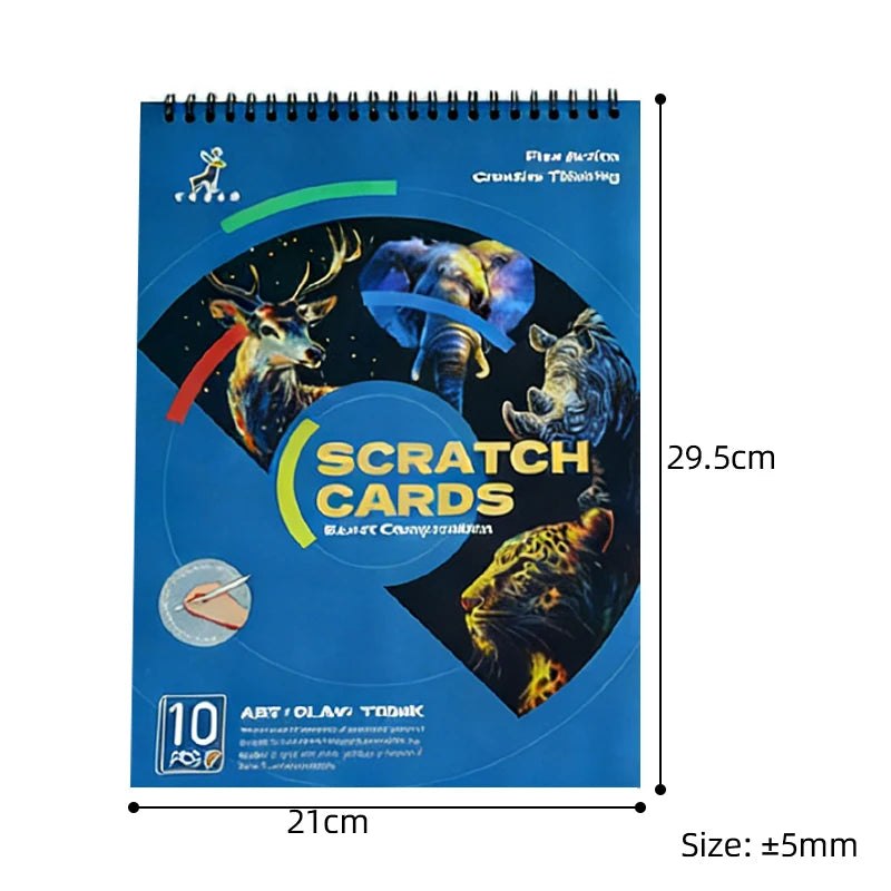A4 Scratch Art Painting Book 10 Pages - Dreamy Ocean or Wild Animals