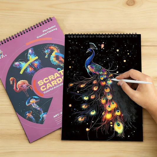 A4 Scratch Art Painting Book 10 Pages - Dreamy Ocean or Wild Animals