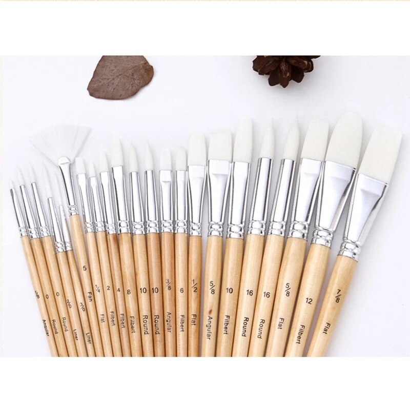 Basics Paint Brush Set Multi-Shaped Nylon Paint Brushes 24-Piece Brush Paint