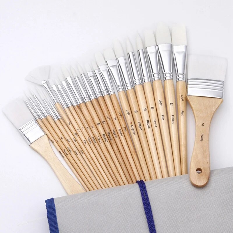 Basics Paint Brush Set Multi-Shaped Nylon Paint Brushes 24-Piece Brush Paint