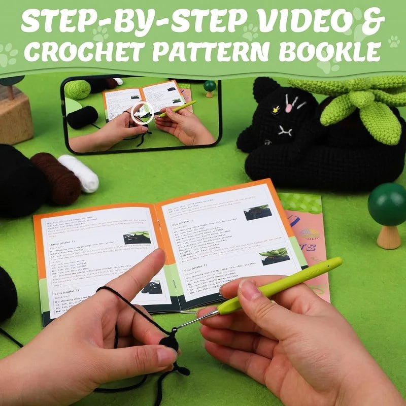 Beginner Black Cat Plant Crochet Kit Craft Outlet Australia beginner-black-cat-plant-crochet-kit-craft-outlet-australia