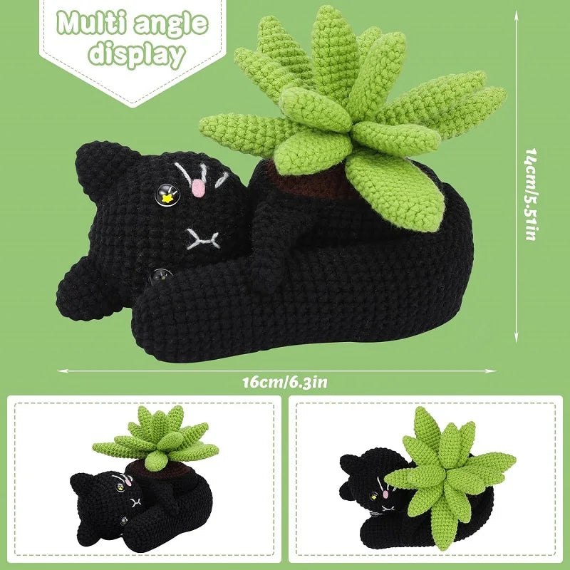 Beginner Black Cat Plant Crochet Kit