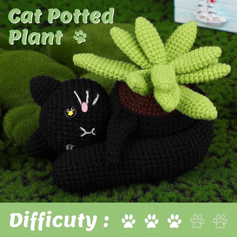 Beginner Black Cat Plant Crochet Kit